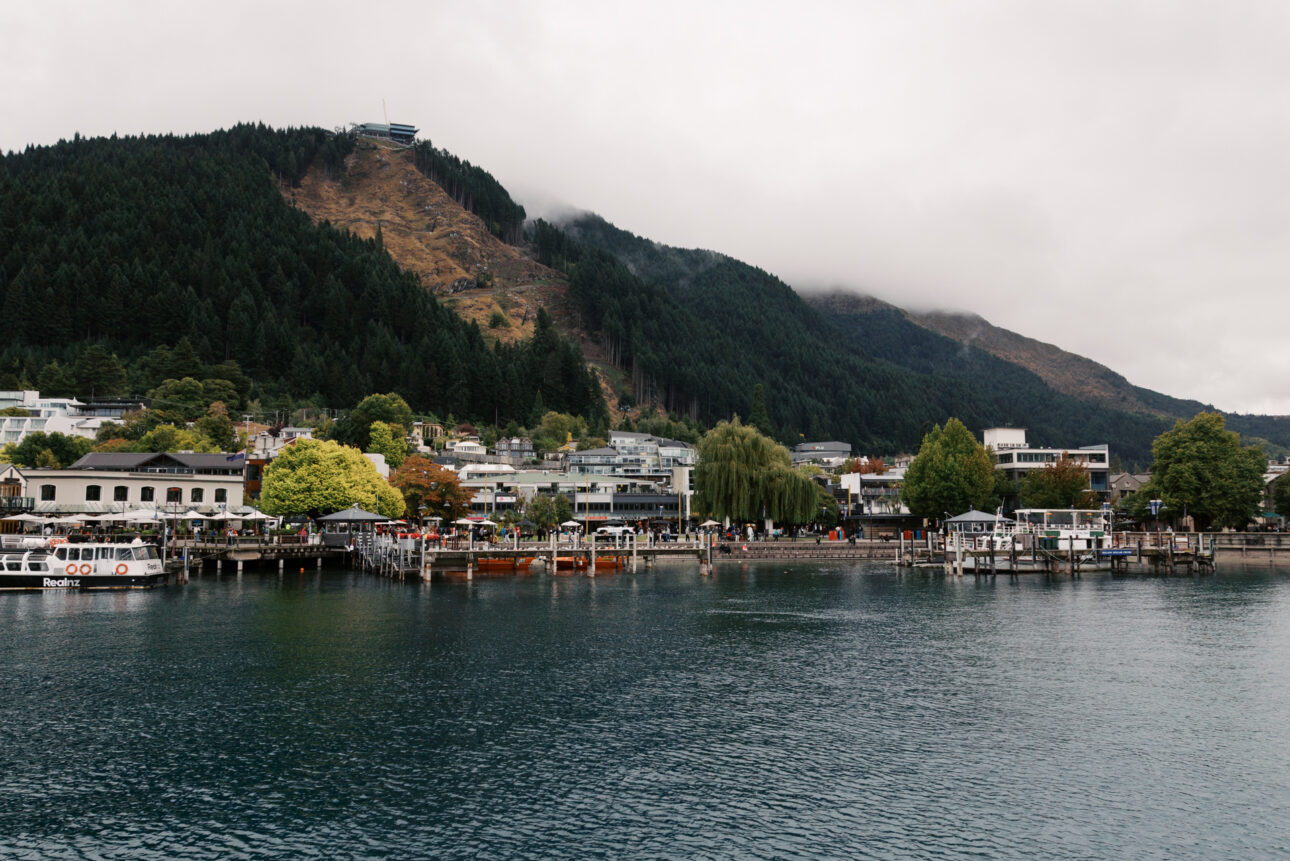 a view of Queenstown from the Steam ship Earnslaw