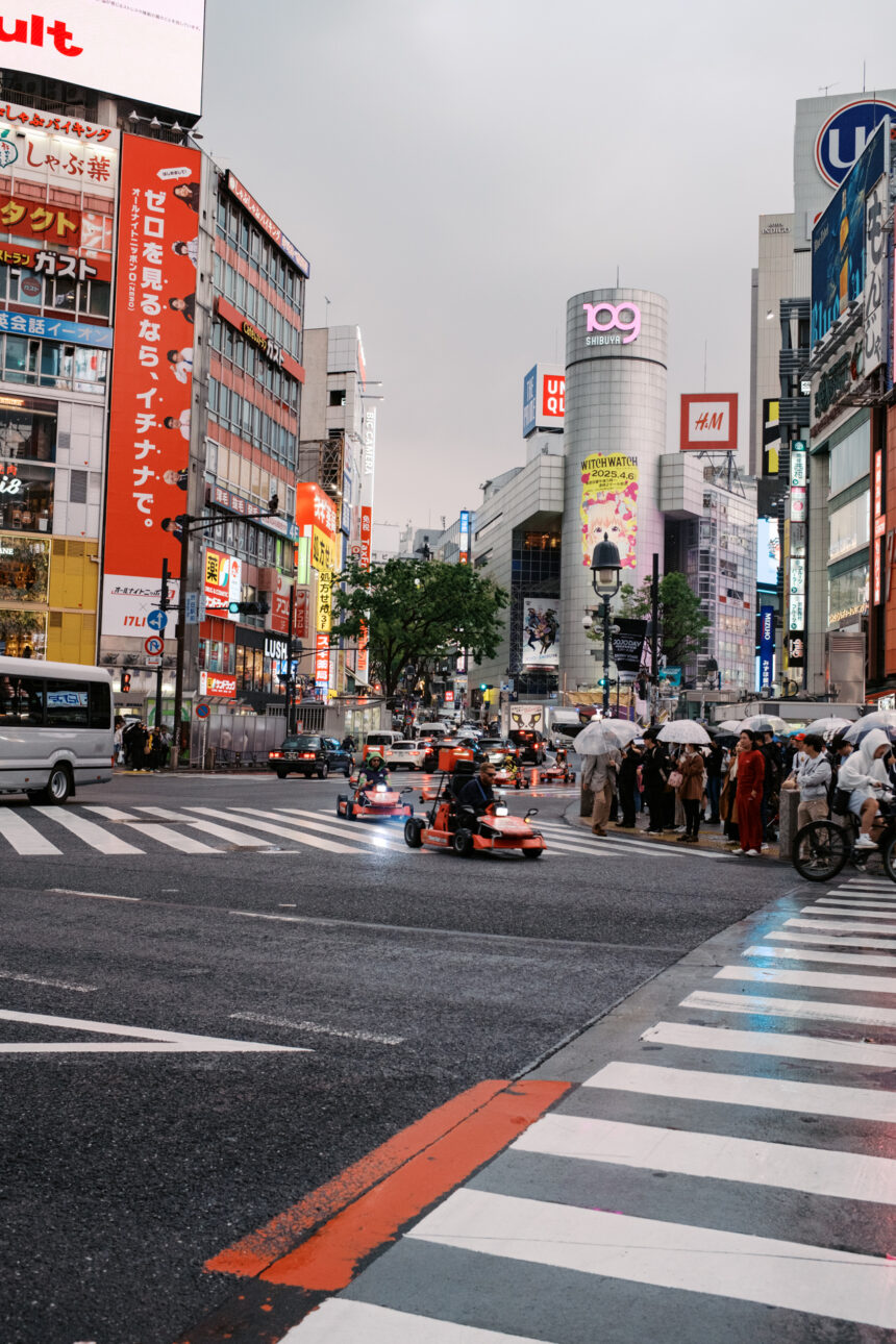 Mario go karts are on the streets of Shibuya