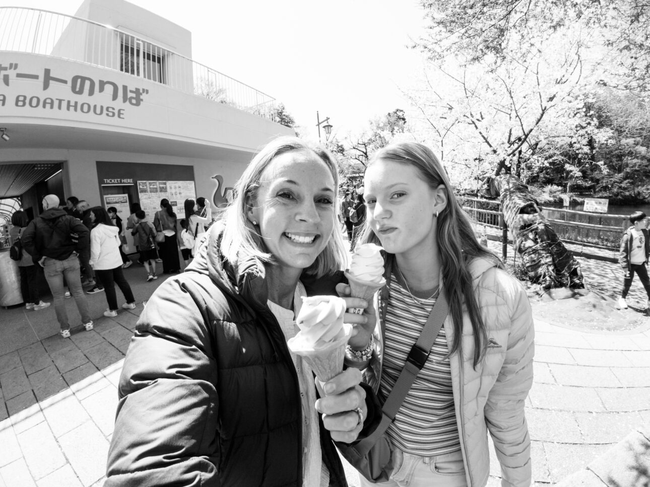 Eating Ice creams at Inokashira Park